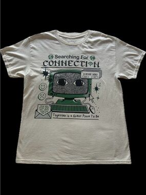 wizard of barge cream “searching for connection” tee / sz lg